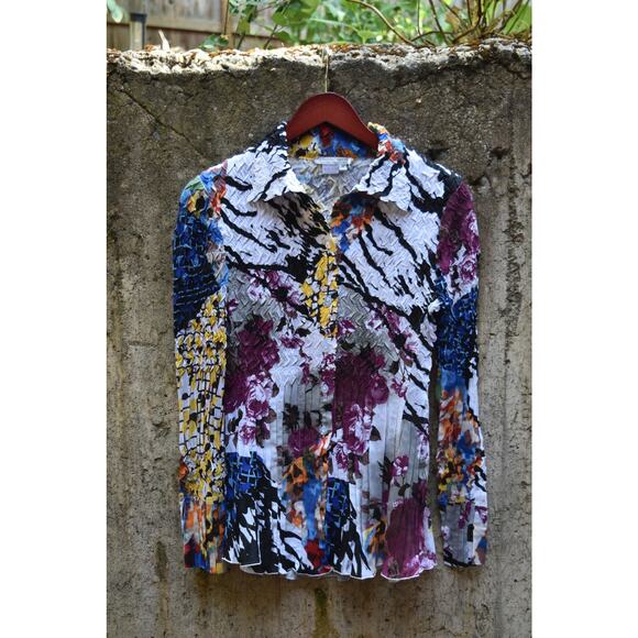 Alberto Makali Crinkle Button-Up Blouse – Size M - Picture 1 of 4